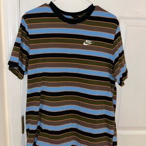 Nike Blue and Black Short Sleeve Tee with Stripes
